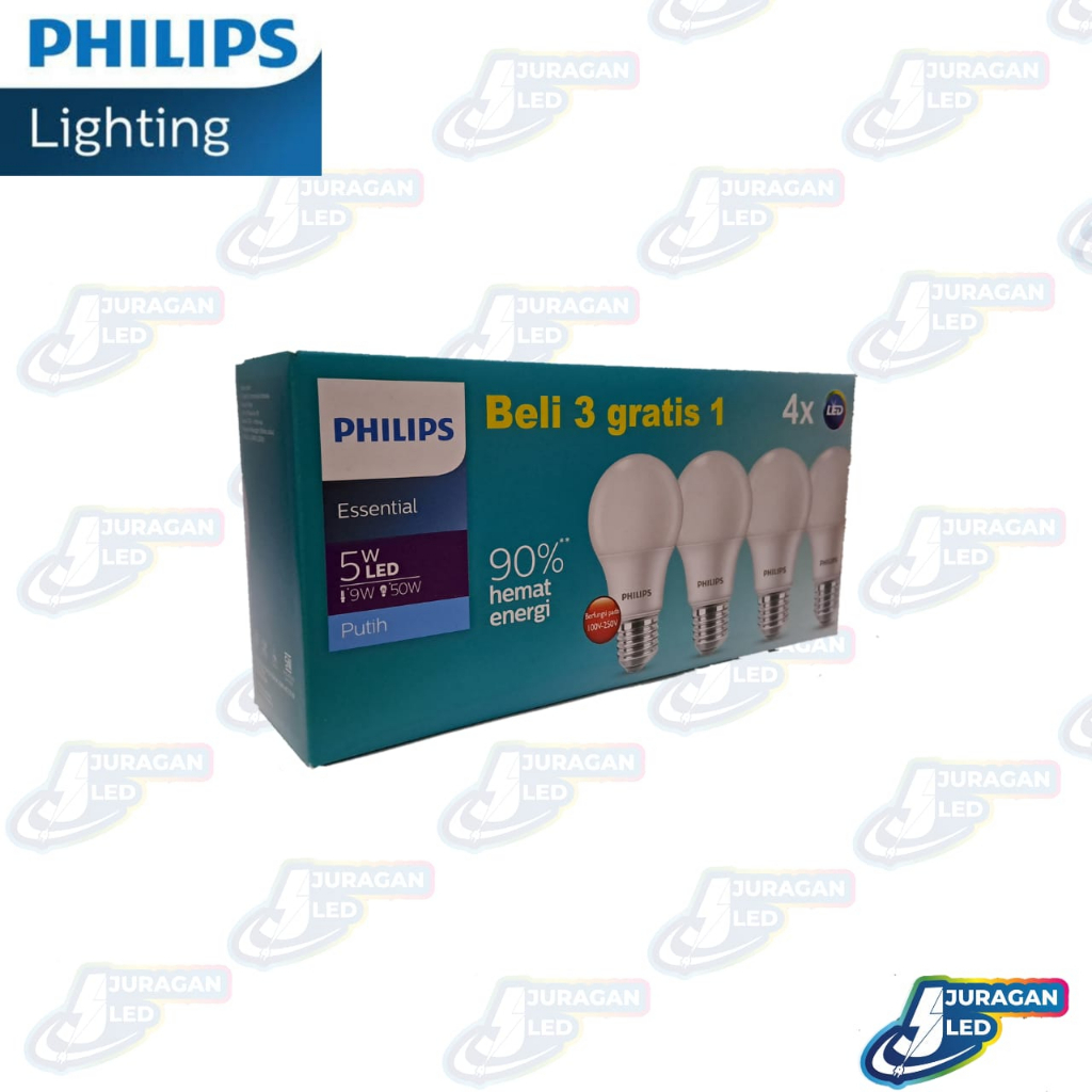 Jual Lampu Philips Essential Led 5W 6500K Putih Paket 3 Gratis 1