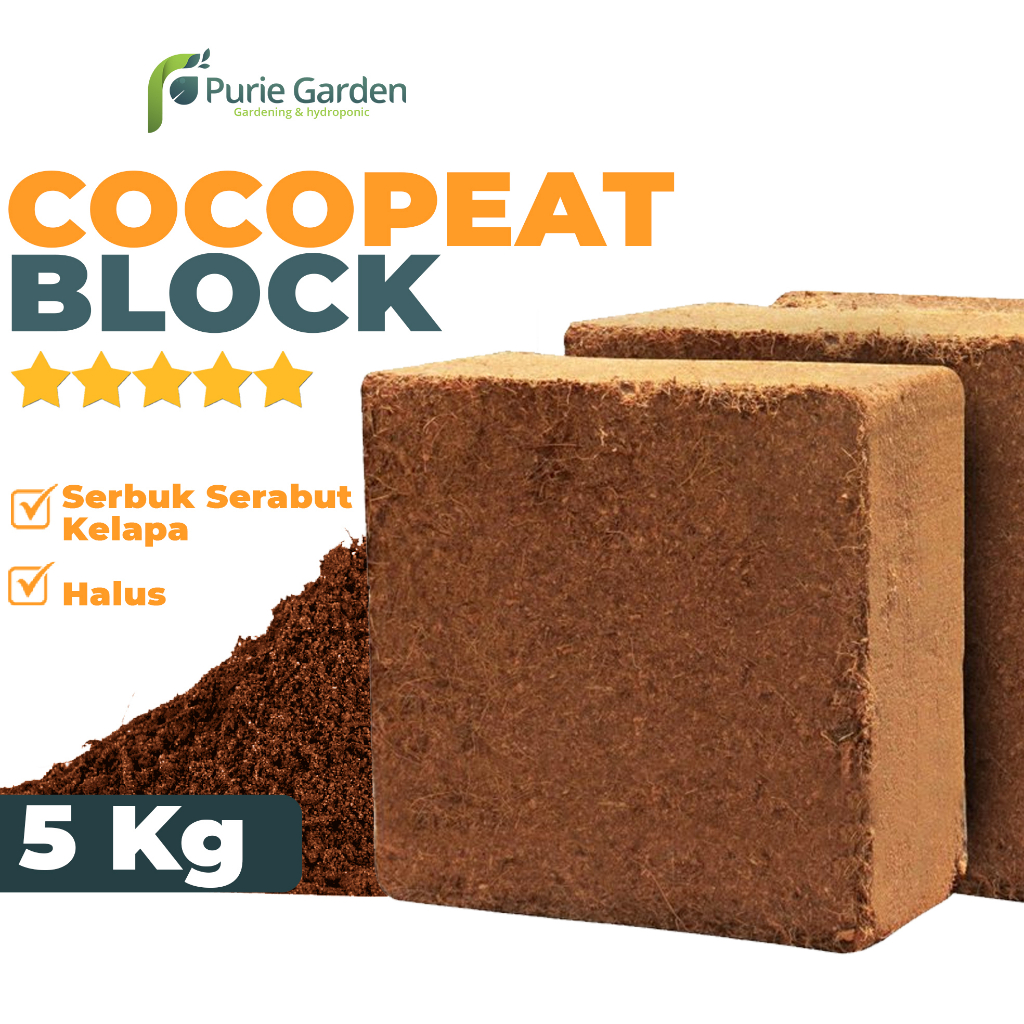 Jual Media Tanam Cocopeat Block Sabut Kelapa Halus 5 Kg Mengembang PG