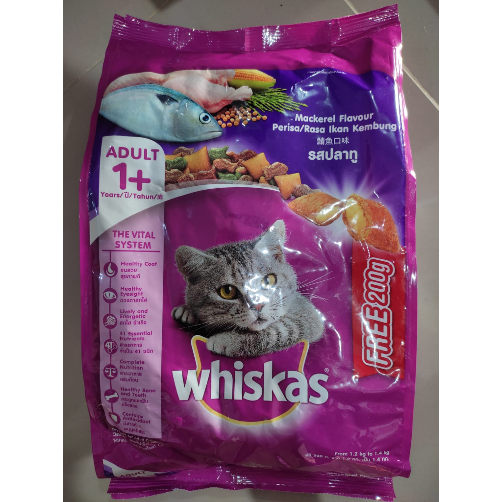 Jual Whiskas Adult Mackerel 1 2kg Free 200gr Makanan Kucing Cat Food