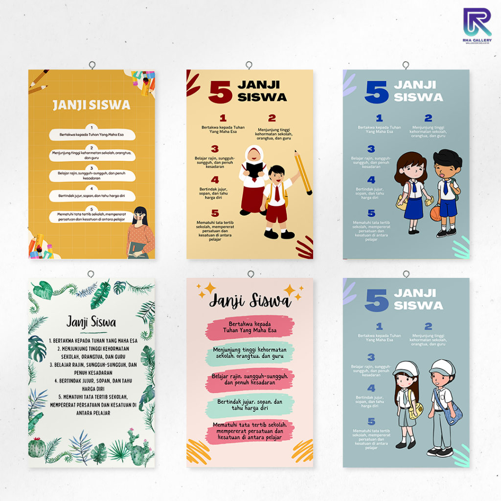 Jual Rha Gallery Hiasan Dinding Janji Siswa Disiplin Edukasi Pajangan