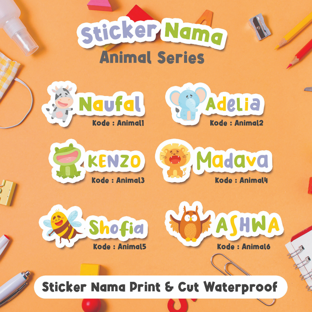 Jual Label Nama Waterproof Stiker Nama Tumbler Kotak Pensil Print