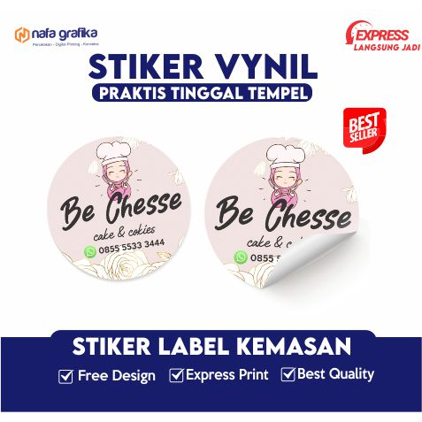 Jual Cetak Stiker Label Kemasan Vynil Anti Air Custom Desain Logo