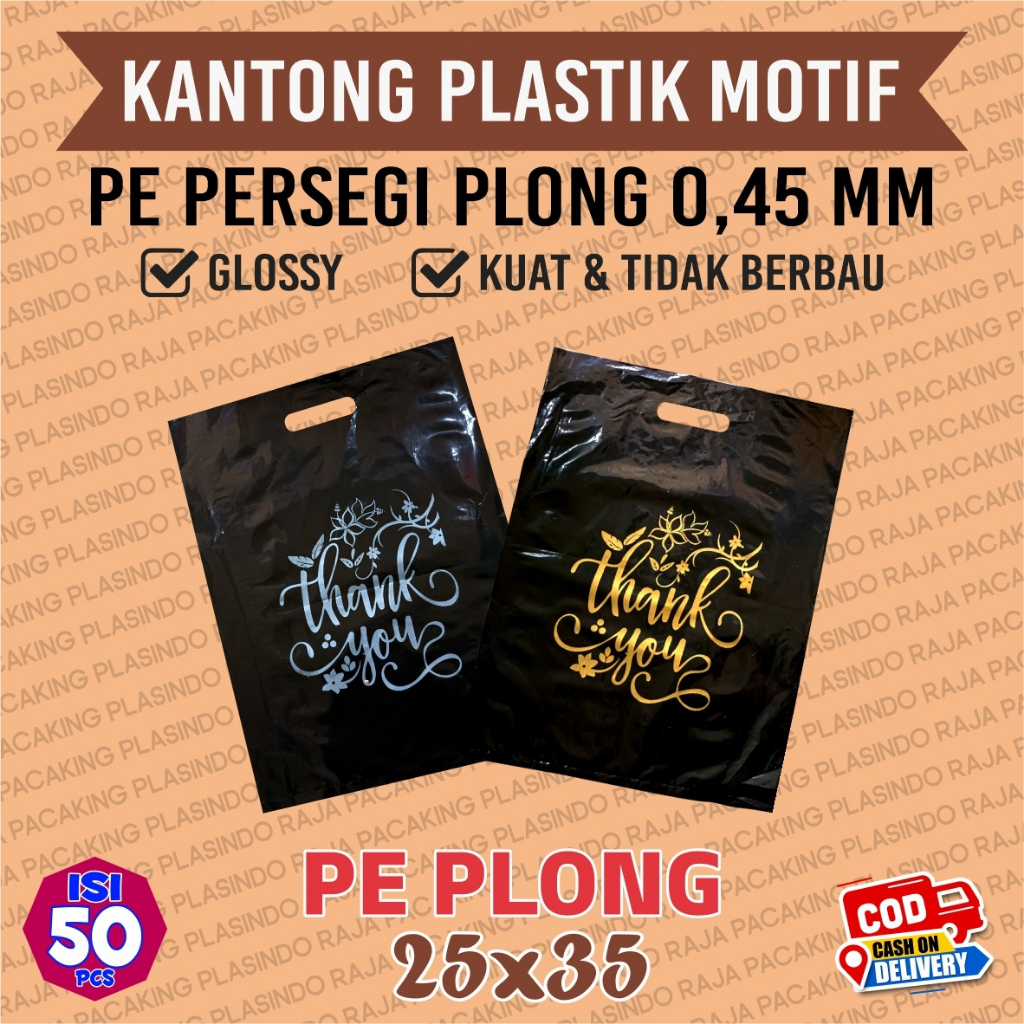 Jual Isi Pcs Plastik Pe Plong Uk X Tebal Glossy Motif Thank