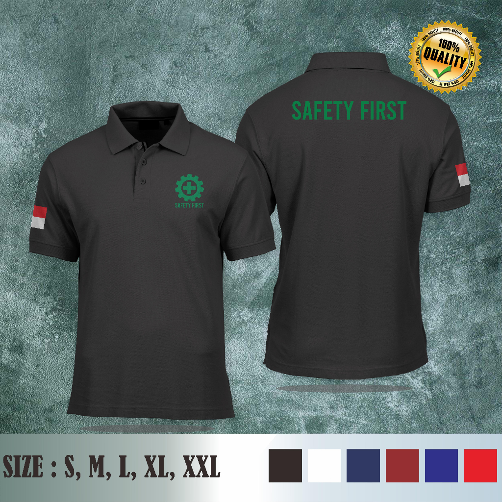 Jual Kaos Polo Baju Pria Wanita Shirt Kerah Distro Safety First