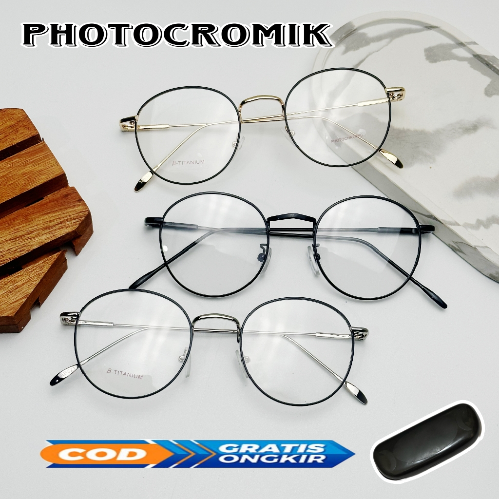 Jual Kacamata Photocromic Berubah Warna Korean Fashion Frame Optik