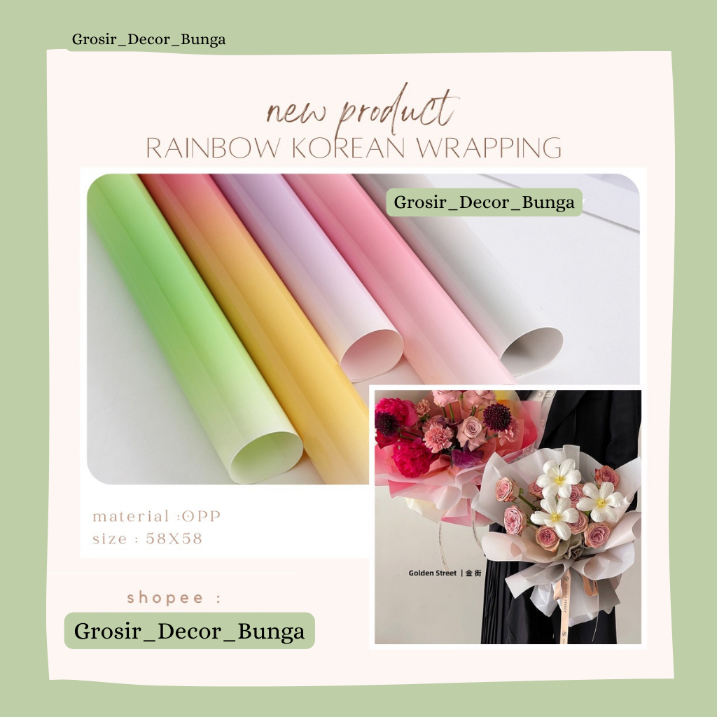 Jual SW RAINBOW KOREAN KERTAS FLOWER WRAPPING KOREAN COTTON RAINBOW