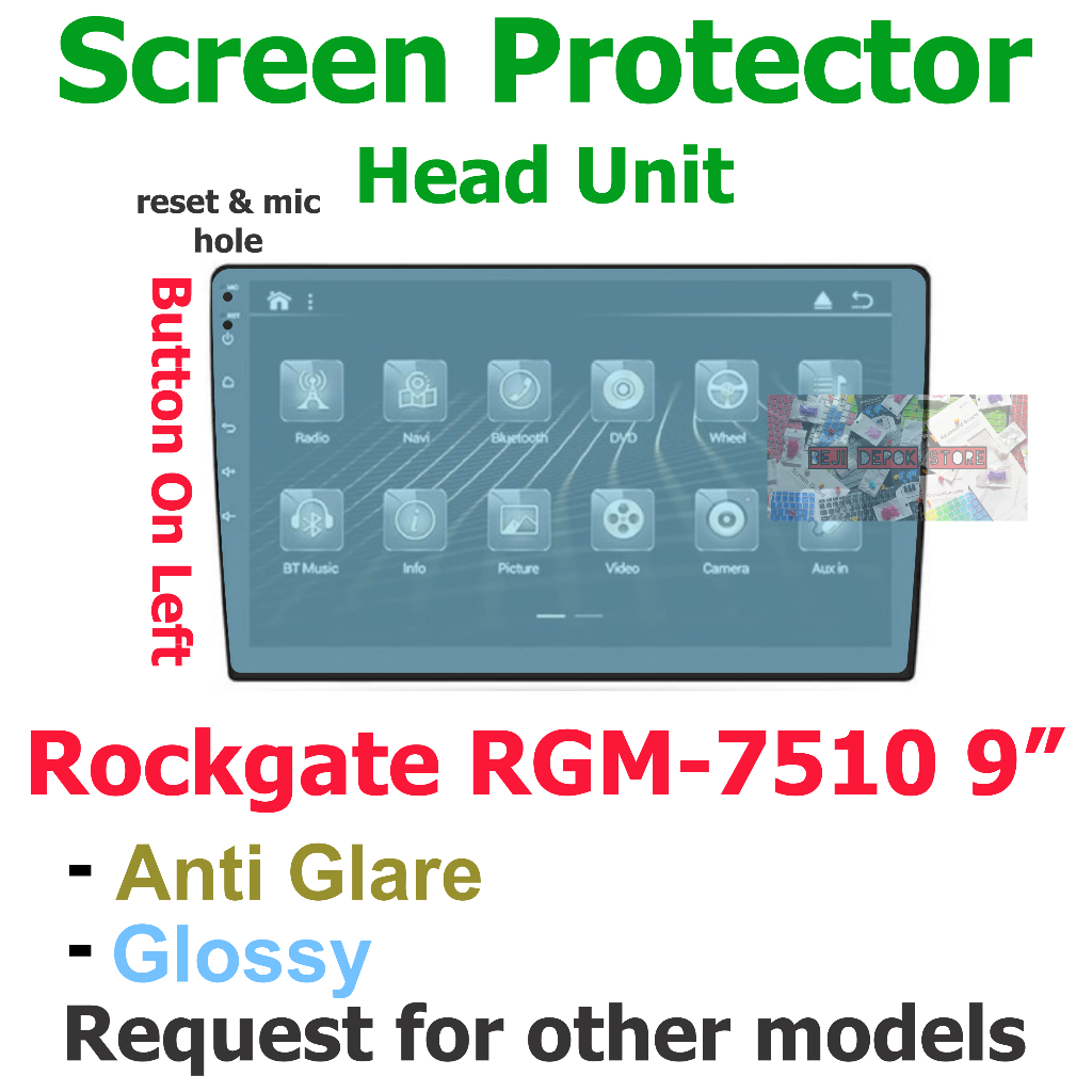 Jual Rockgate RGM 7510 9 Inch Head Unit Android Screen Protector Guard