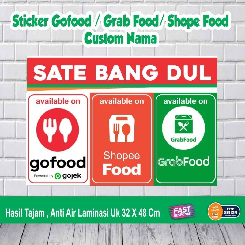 Jual Stiker Gofood Shopefood Grabfood Custom Nama Shopee Indonesia