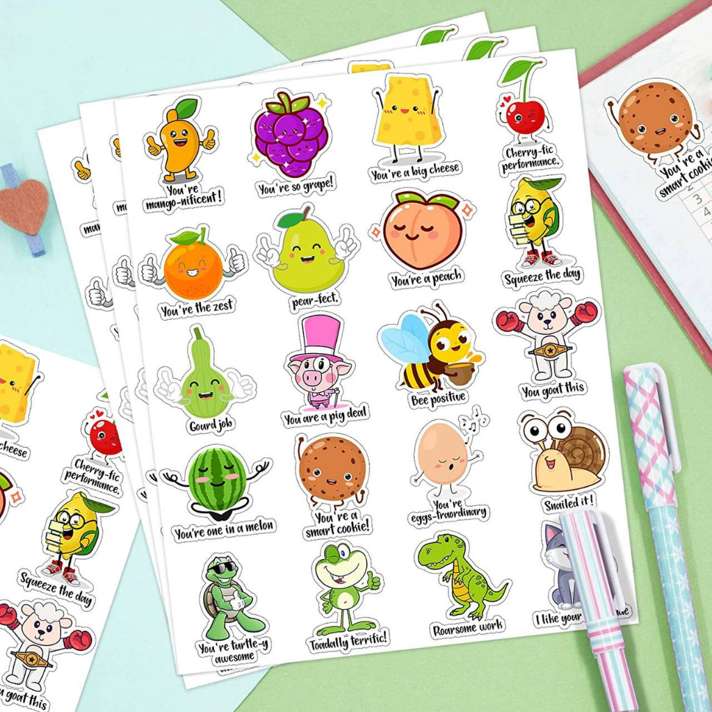 Jual STICKER LEMBAR KARAKTER HEWAN DAN BUAH STIKER LUCU HEWAN BUAH