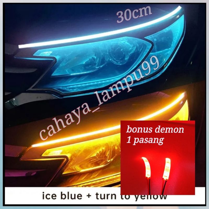 Jual BONUS DEVIL EYES 2 3mata Lampu LED DRL Alis Jalan 30CM