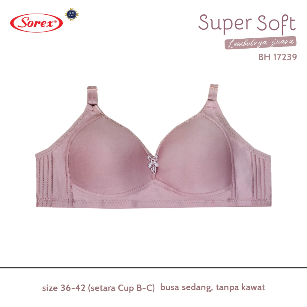 Jual Sorex Bra Tanpa Kawat Super Soft Cup Besar Kait 3 Busa Sedang