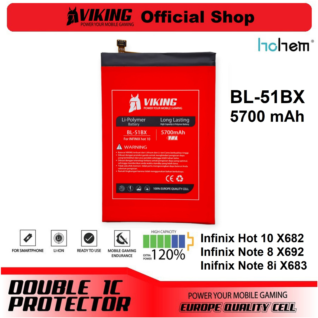 Jual Baterai VIKING Double Power BL 51BX Infinix Hot 10 X682 Note 8 8i