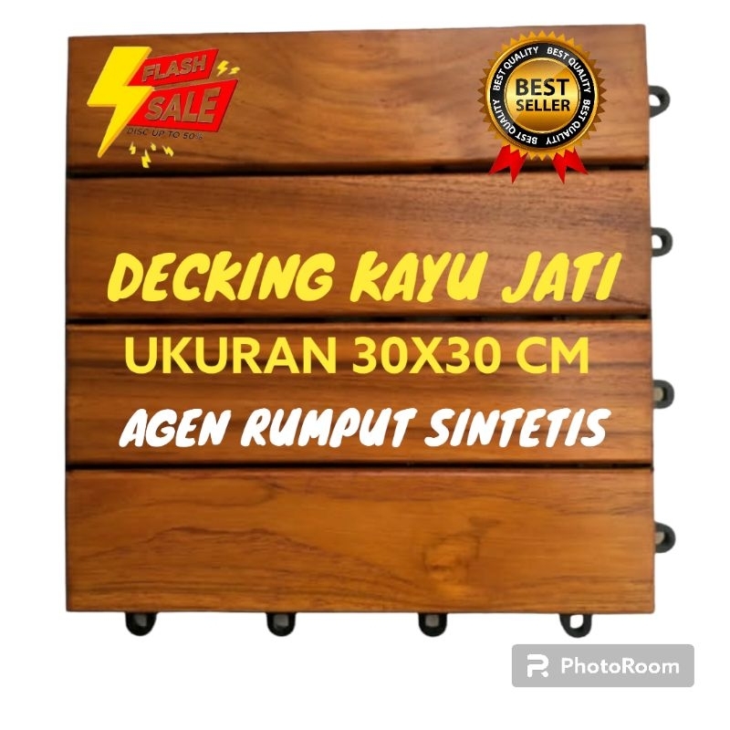 Jual Decking Tile Kayu Jati Motif Salur Finishing Lantai Kayu