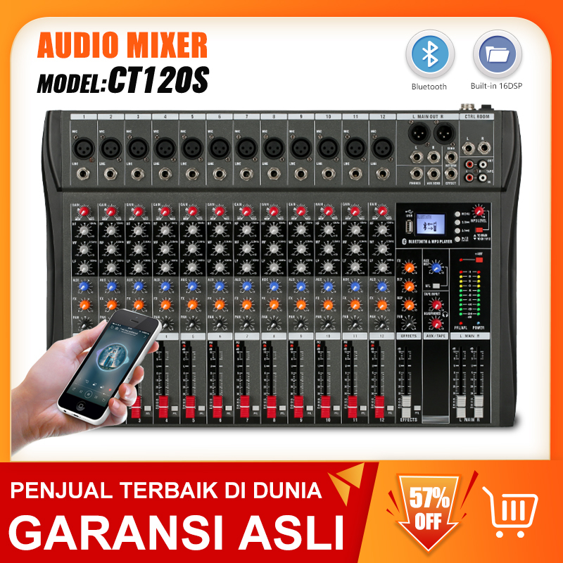 Jual CT120S Pengaduk Audio Profesional 12saluran Mixer Efek Gema Bawaan