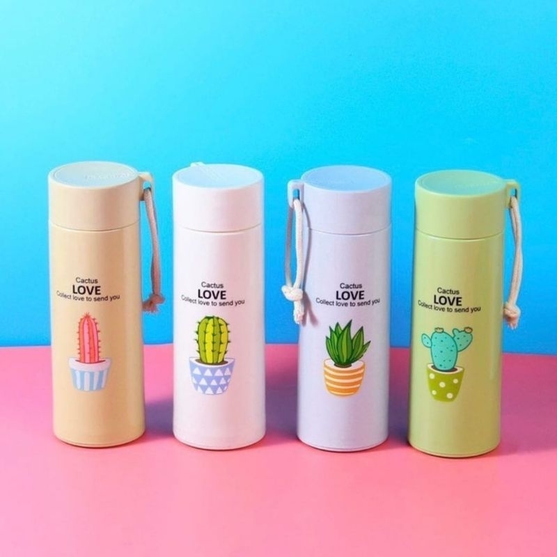 Jual Botol Minum Souvenir Tumbler Kaca Motif Kaktus Love Kado Hadiah