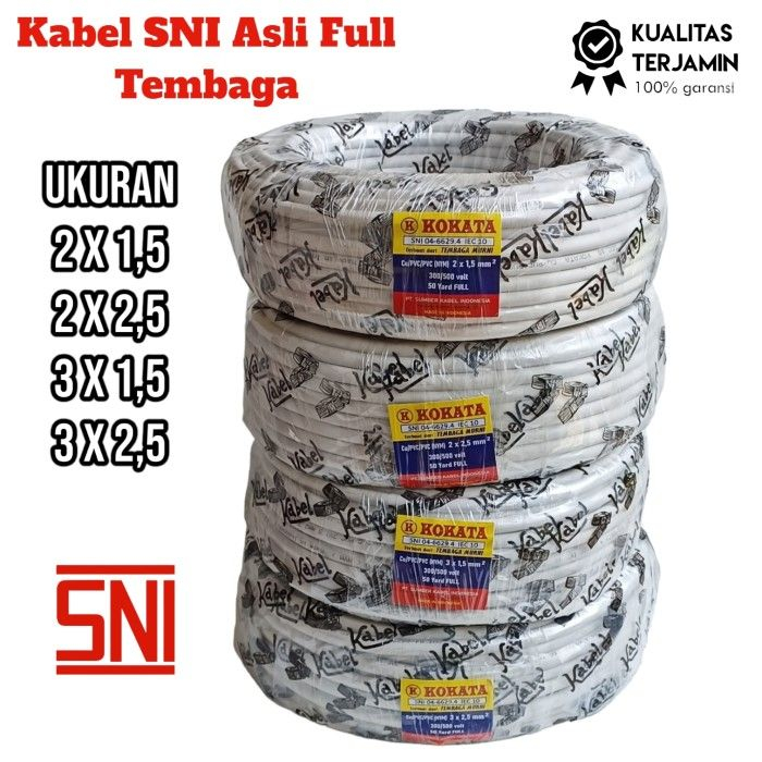 Jual Kabel NYM Kokata 3x1 5 50 Yard 45 Meter Kabel Kawat Instalasi