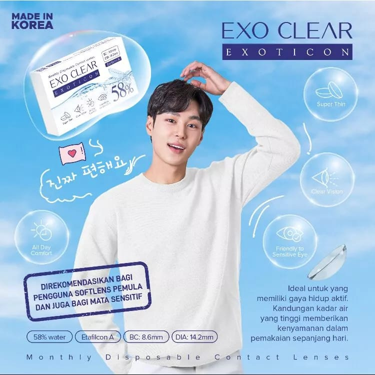 Jual SOFTLENS X2 EXO CLEAR BENING PEMAKAIAN BULANAN BY EXOTICON