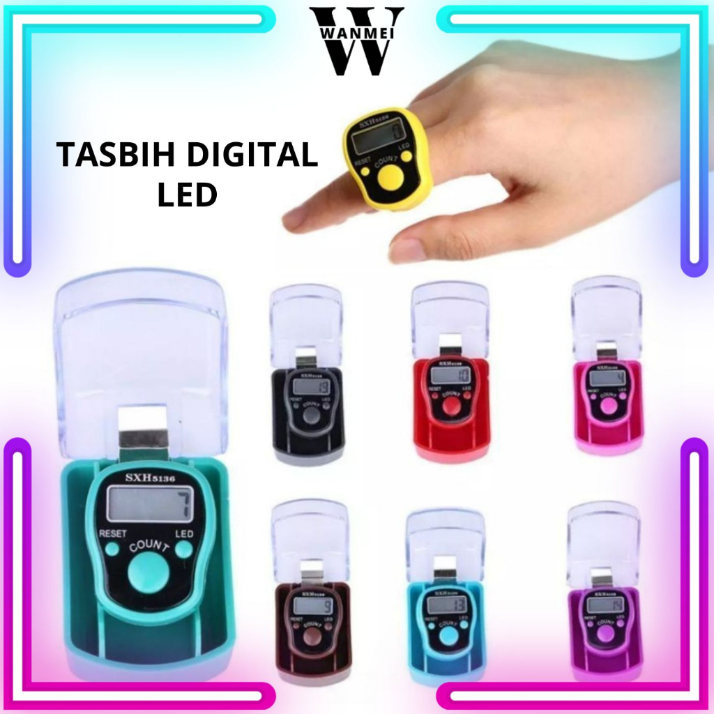 Jual Wm Alat Hitung Digital Led Tasbih Jari Counter Tally Tasbeh Ibadah