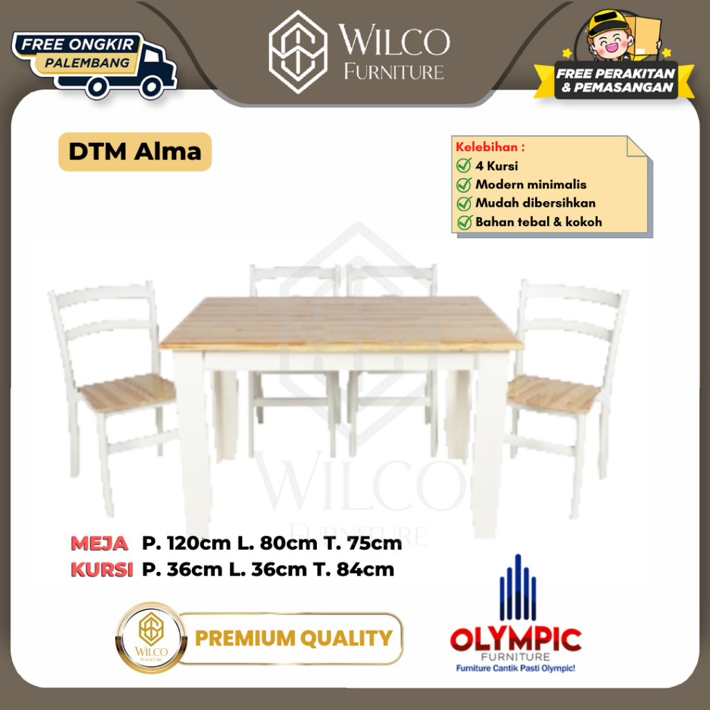 Jual Olympic Dtm Alma Set Meja Makan Kursi Meja Makan Kayu Dining