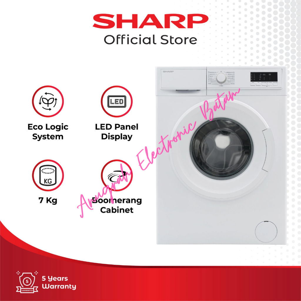 Jual MESIN CUCI FRONT LOADING SHARP ES FL 1072B ESFL1072B 7 Kg 1 TABUNG