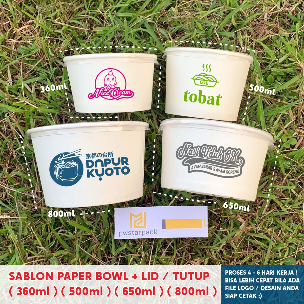 Jual SABLON CETAK PAPER BOWL 360ml 500ml 650ml 800ml HARGA SUDAH