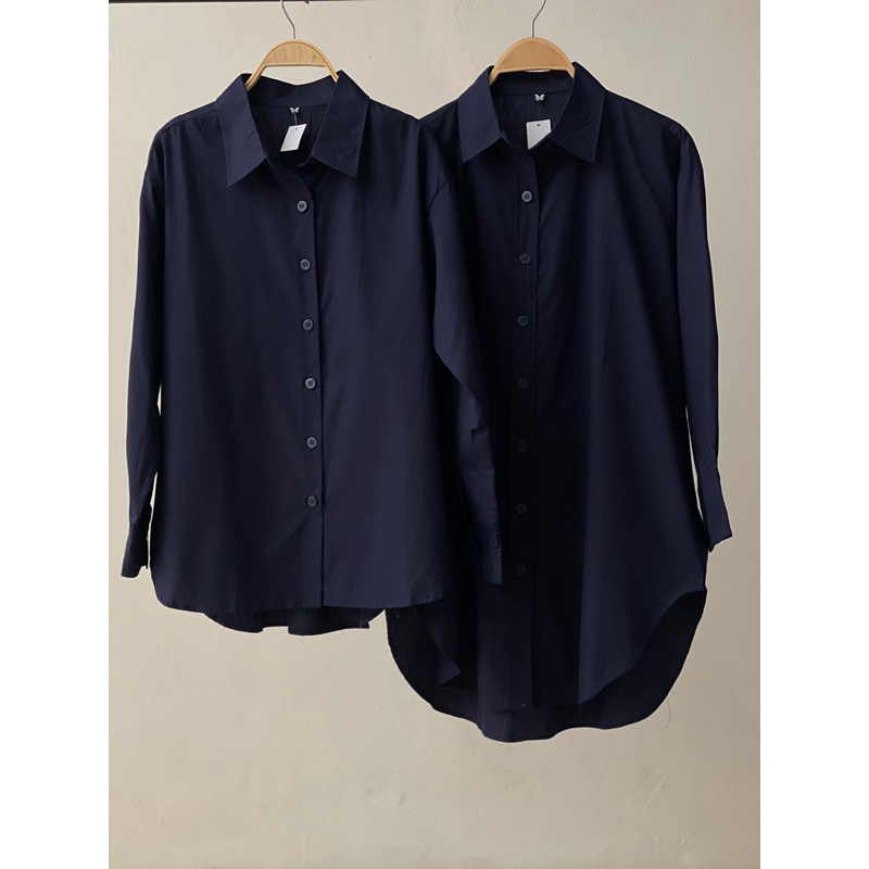 Jual Kemeja Katun Cotton Basic Navy Dongker Ld Ld Cm Oversize