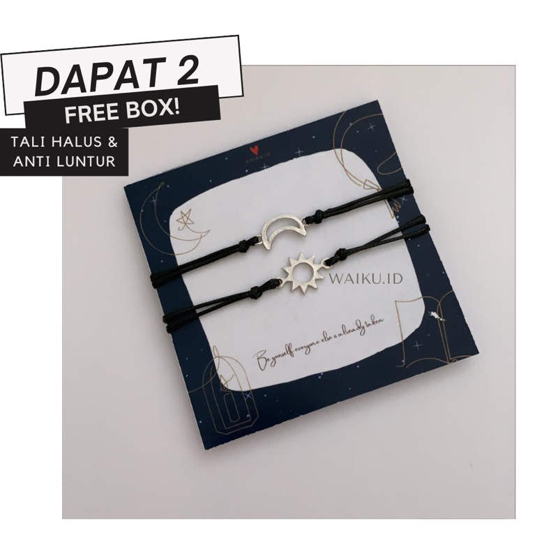 Jual Gelang Couple Bulan Sabit Dan Matahari Silver Plated Waiku Id