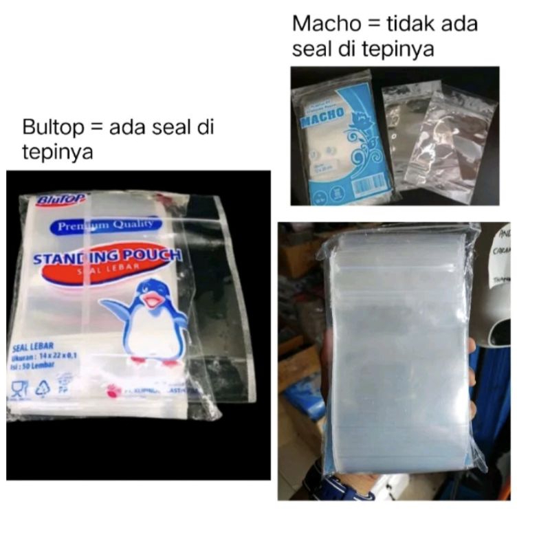 Jual BLUTOP STP MACHO Standing Pouch Seal Lebar Isi 50 Lembar Plastik