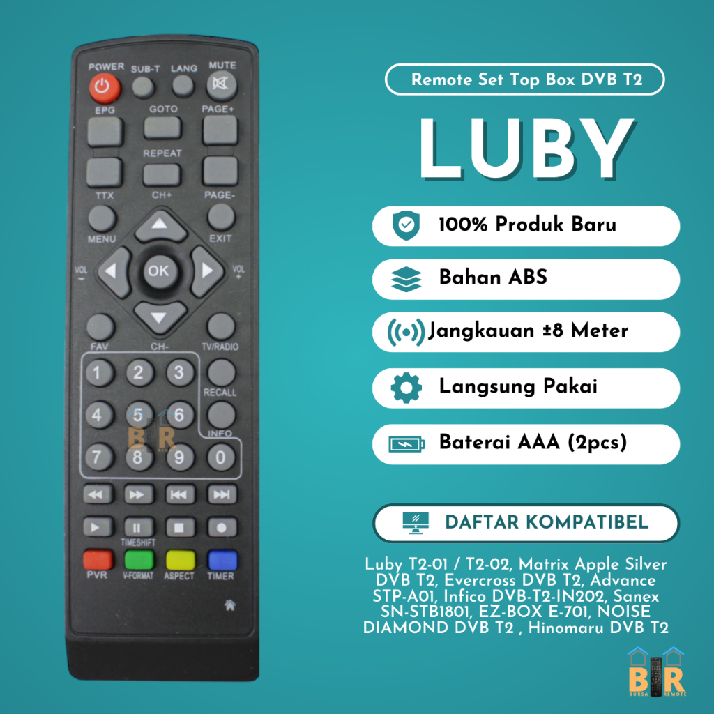 Jual Remot Remote STB LUBBY Luby Hinomaru Evercross Parabola Set Top