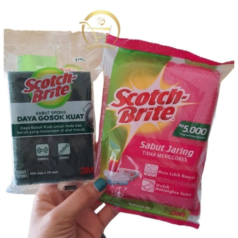 Jual Sabut Cuci Piring Scotch Brite Spons Jaring Spons Hijau Shopee