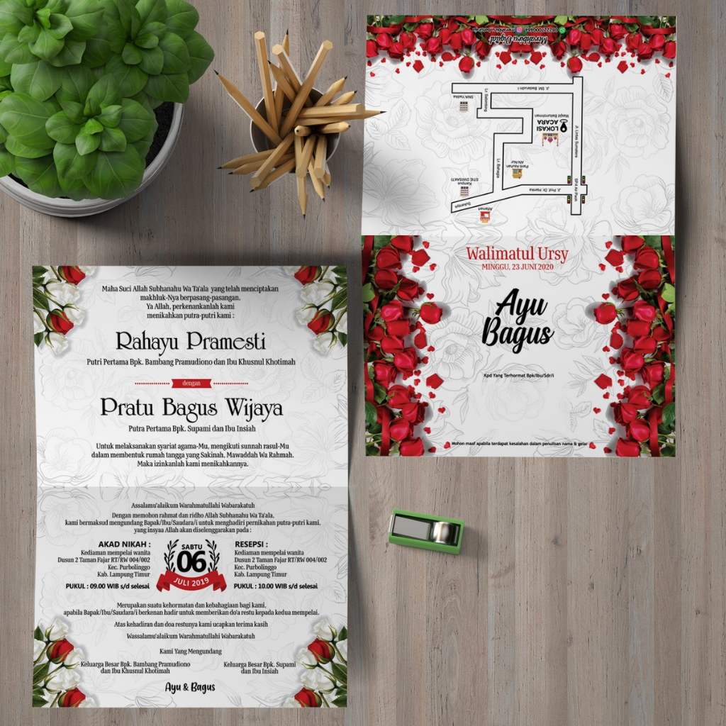 Jual Undangan Cetak Pernikahan Aesthetic Custom Bahan Brief Card