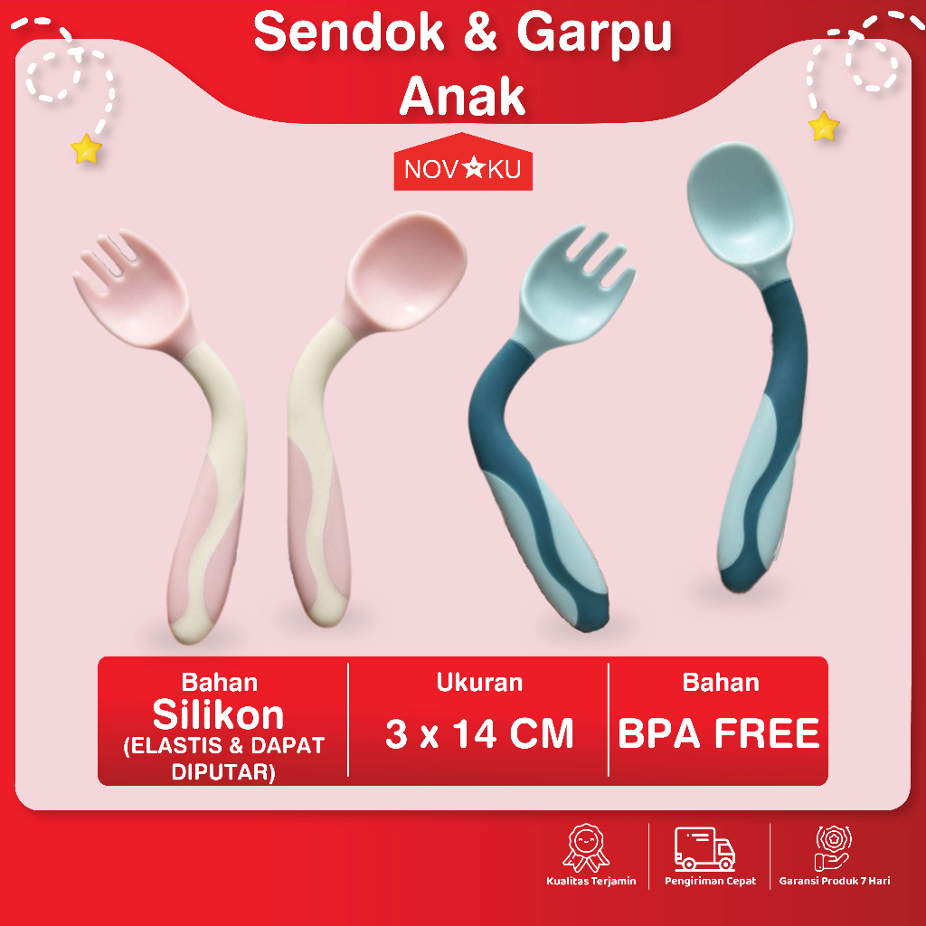 Jual Novaku Sendok Dan Garpu Set Bpa Free Sendok Dan Garpu Mpasi Bayi