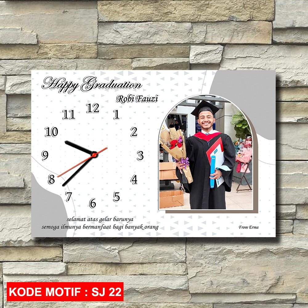 Jual Kado Custom Jam Dinding Foto Ukuran 20x30 Hadiah Wisuda