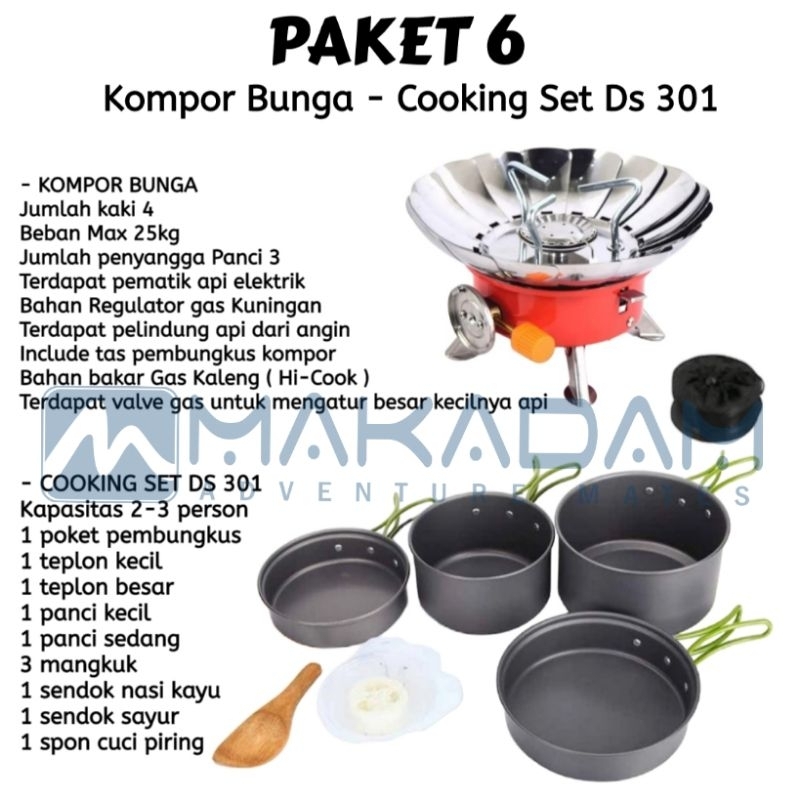 Jual Paket Kompor Kotak Windproof Cooking Set Nesting Camping Shopee