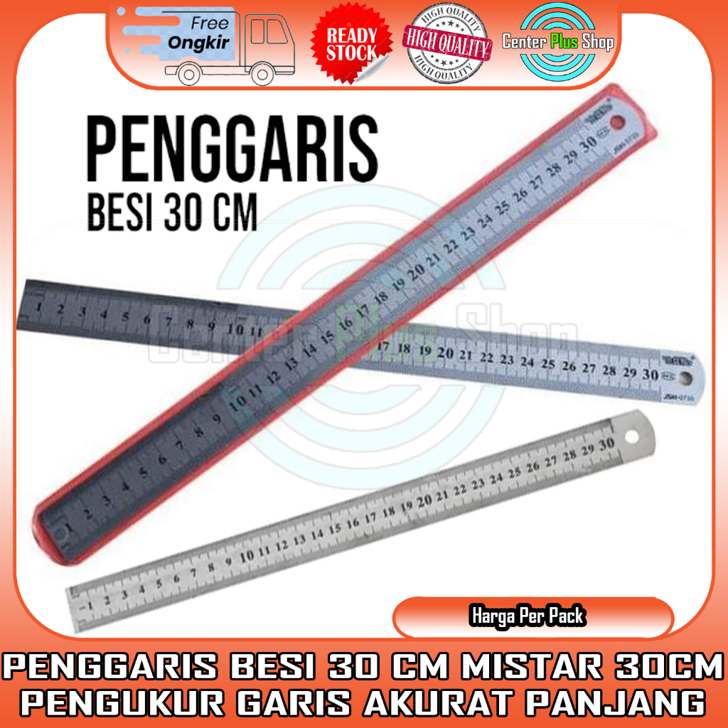 Jual 1 PACK PENGGARIS BESI 30 CM STAINLESS GARISAN 30CM GARIS MISTAR