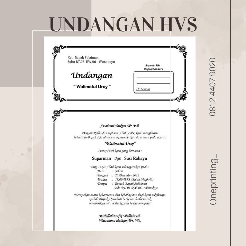 Jual Undangan Hvs Undangan Khitan Undangan Pengajian Undangan