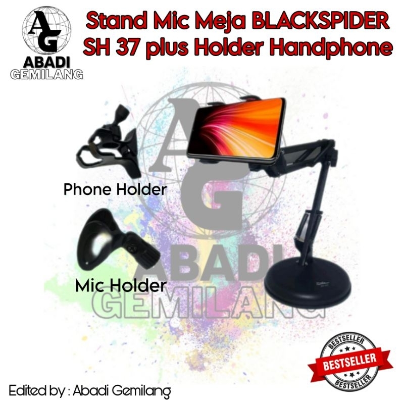 Jual Stand Mic Meja BLACKSPIDER SH 37 Stand Mic Black Spider SH37