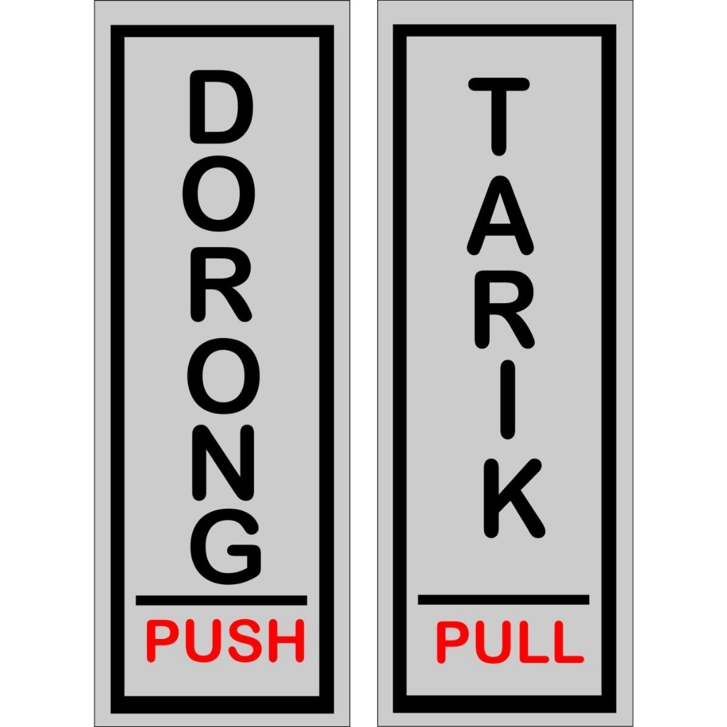 Jual Stiker Tulisan Dorong Tarik Pintu Kaca Toko Tanda Sign Tamu