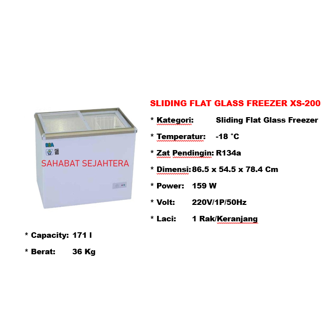 Jual Rsa Sliding Flat Glass Freezer Xs Freezer Sliding Kaca