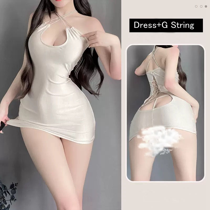 Jual Lingerie Sexy Hollow Club Playful Set Gaun Malam Desain Leher V