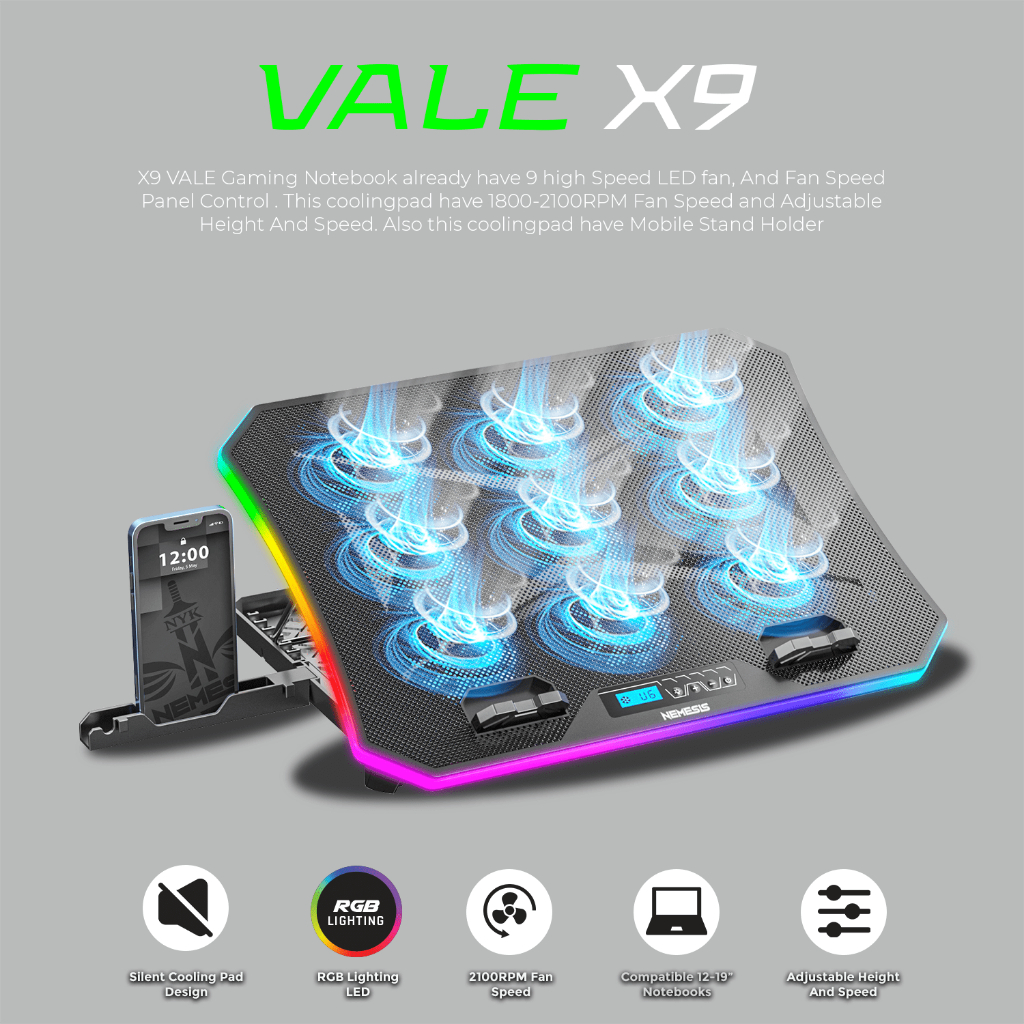 Jual Coolingpad Fan Rgb With Phone Holder Nyk Nemesis Vale X