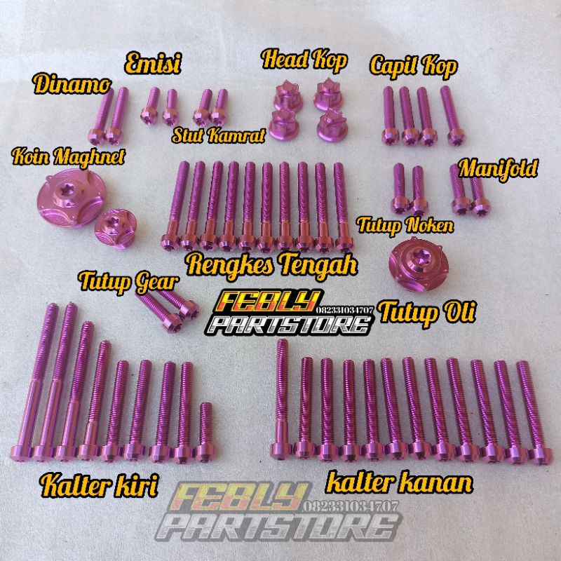 Jual Baut Titanium Full Set Mesin Cb Gl Megapro Tiger Gl Baut