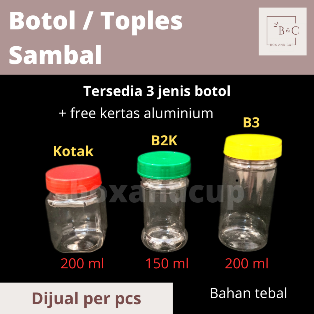 Jual Tempat Jar Toples Botol Plastik Sambal Sambel Lombok