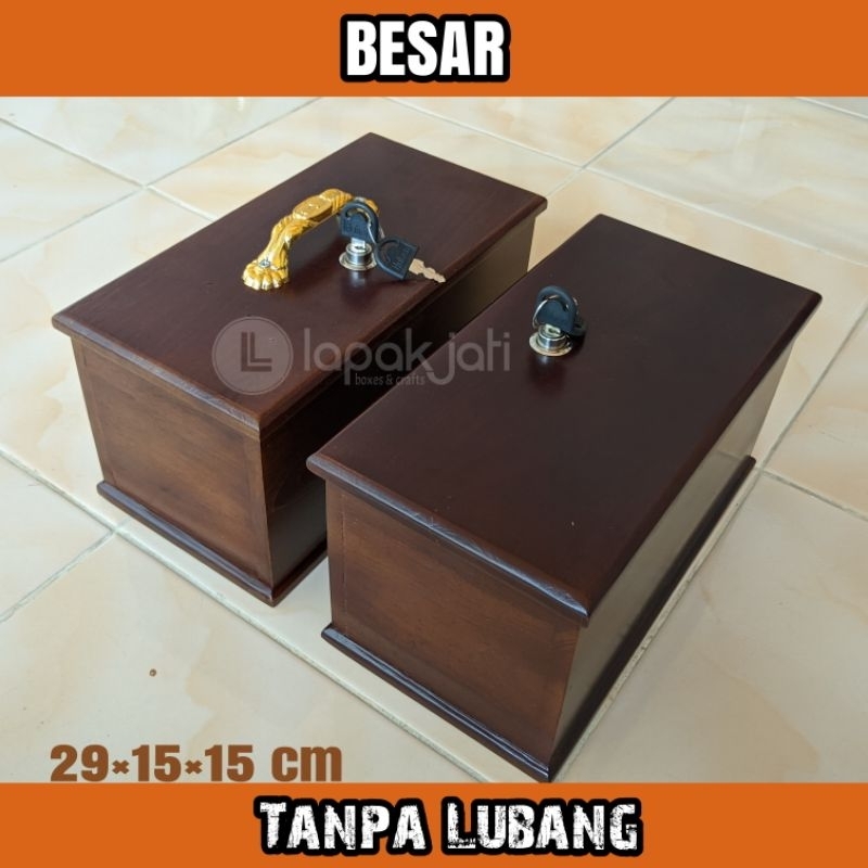 Jual Kotak PENYIMPANAN BESAR Kotak Uang Box Perhiasan Kayu Jati Polos