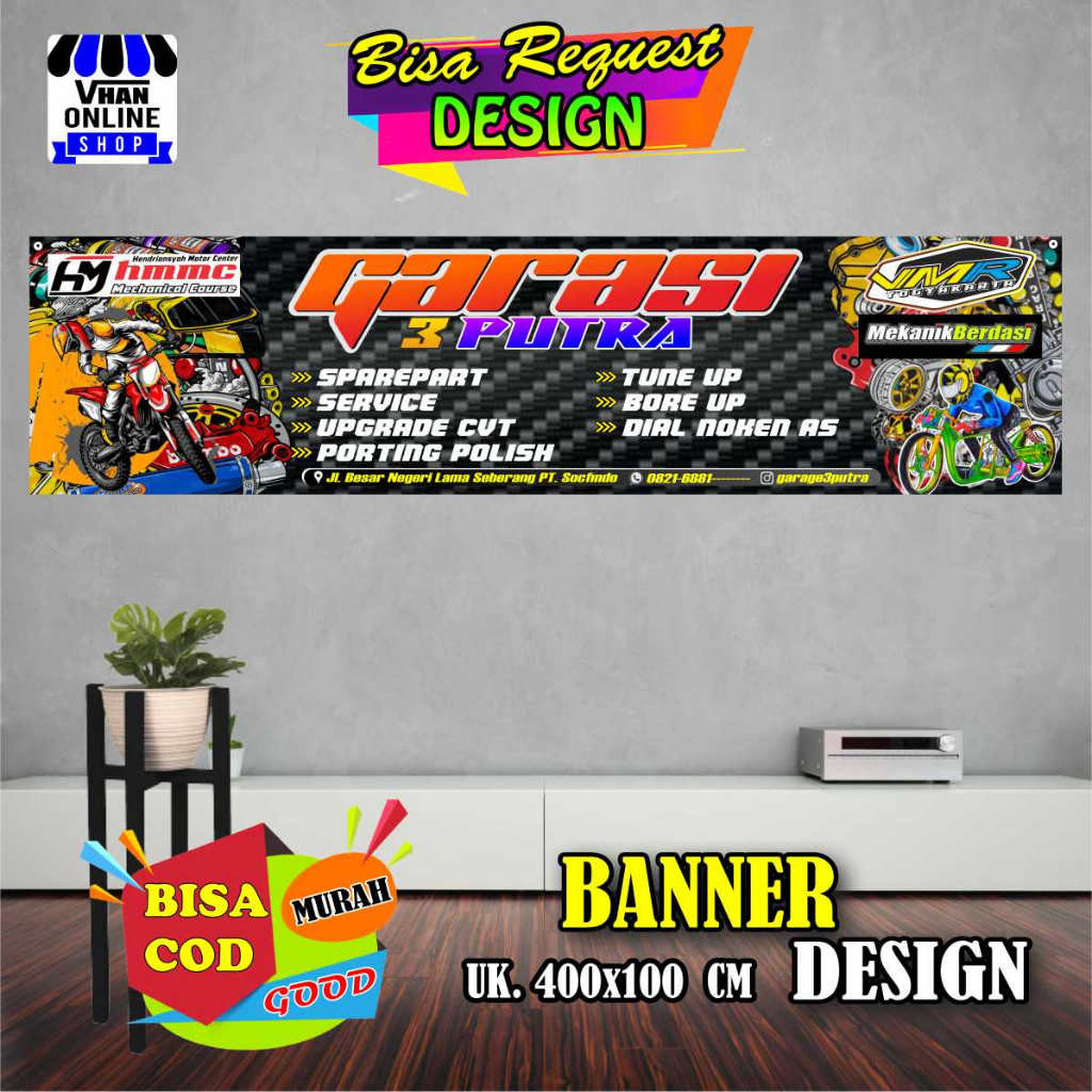 Jual Spanduk Banner Bengkel Sparepart Bengkel Keren Murah Shopee