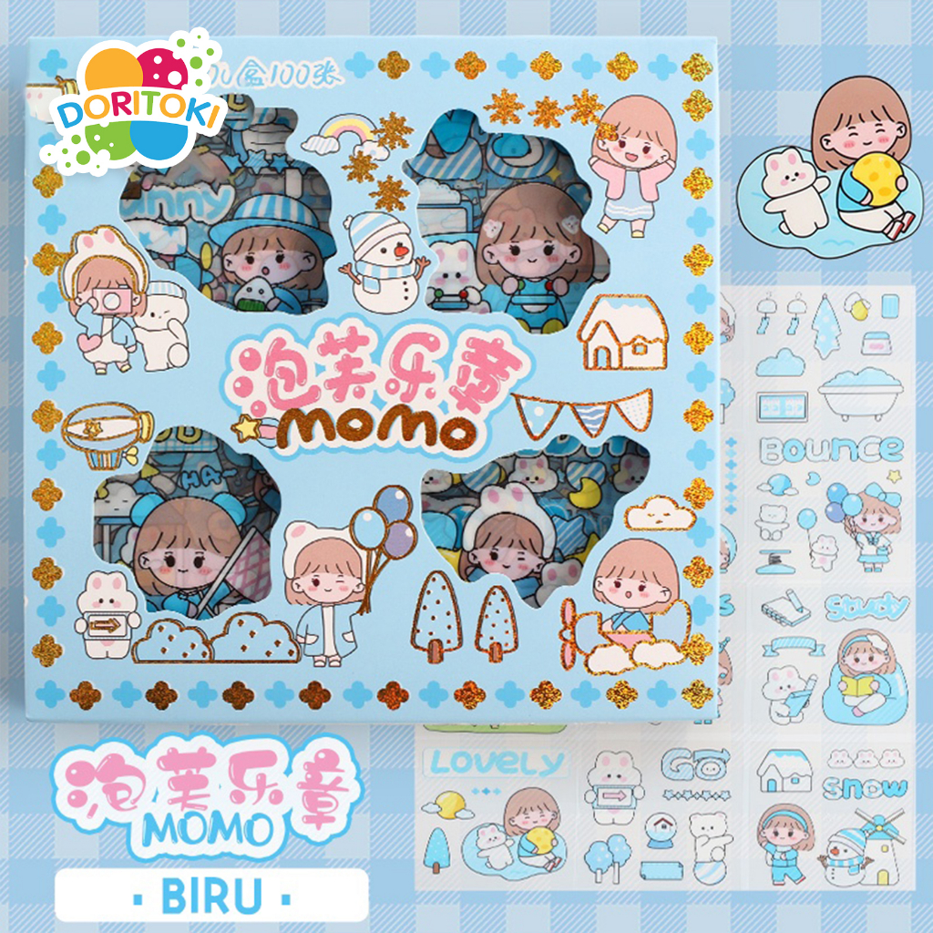 Jual Doritoki 100 LEMBAR Stiker Momo Aesthetic 2D Kartun Korea Lucu