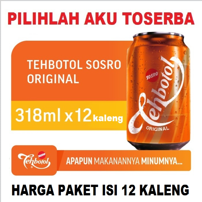 Jual Teh Botol Sosro Original KALENG 318 Ml HARGA 12 KALENG