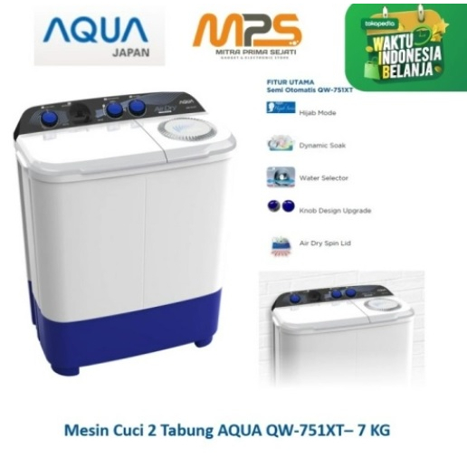 Jual Mesin Cuci 2 Tabung Aqua Japan QW 751 761 XT 7KG Shopee