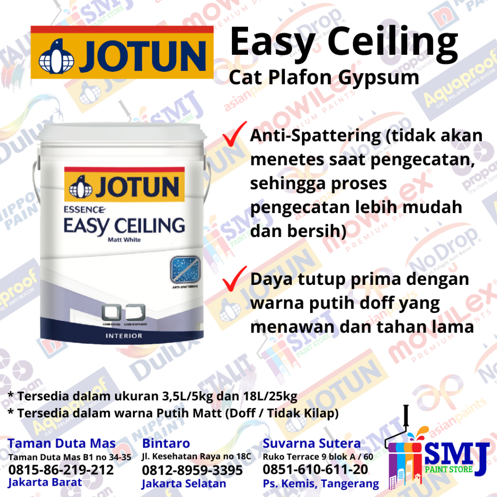 Jual Cat Plafon Gypsum JOTUN Essence EASY CEILING Matt White Putih 3 5L