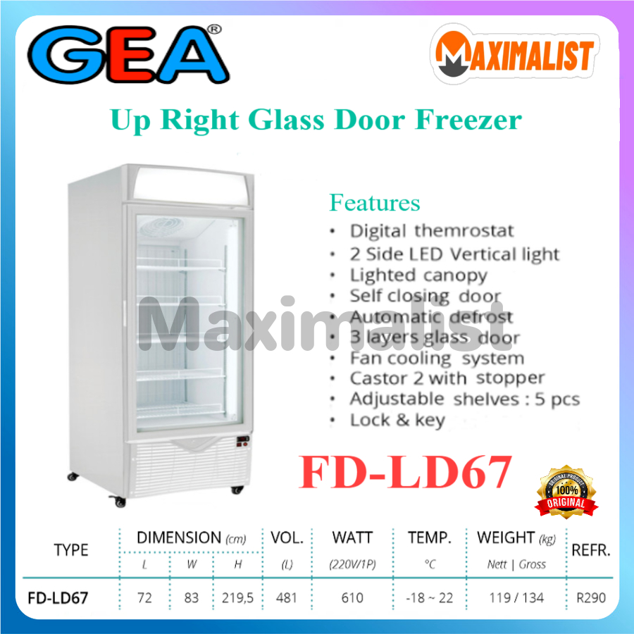 Jual Gea Fd Ld Upright Glass Door Freezer Freezer Pintu Kaca